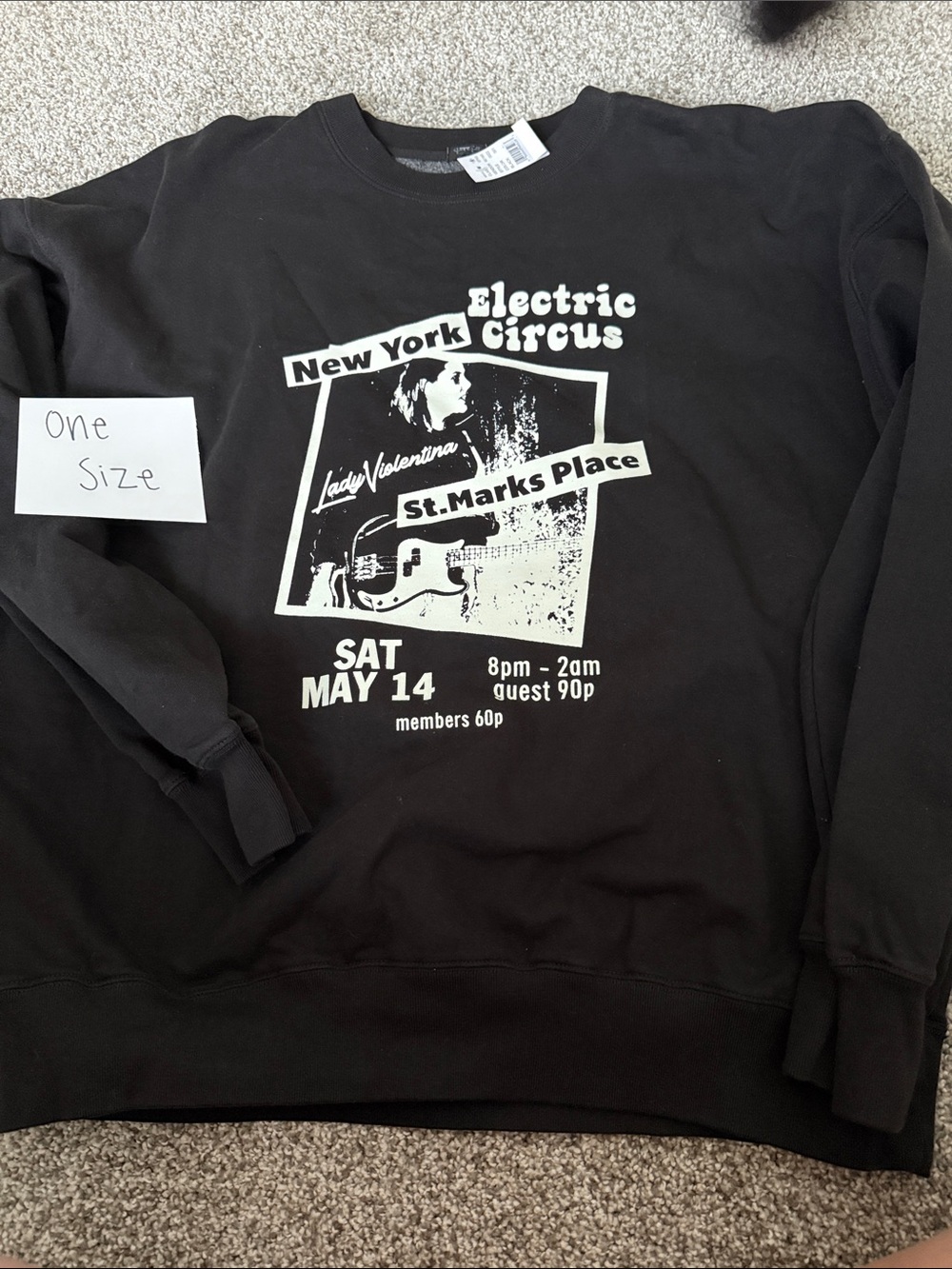 Black Graphic Crewneck Sweatshirt - New York Electric Circus Print